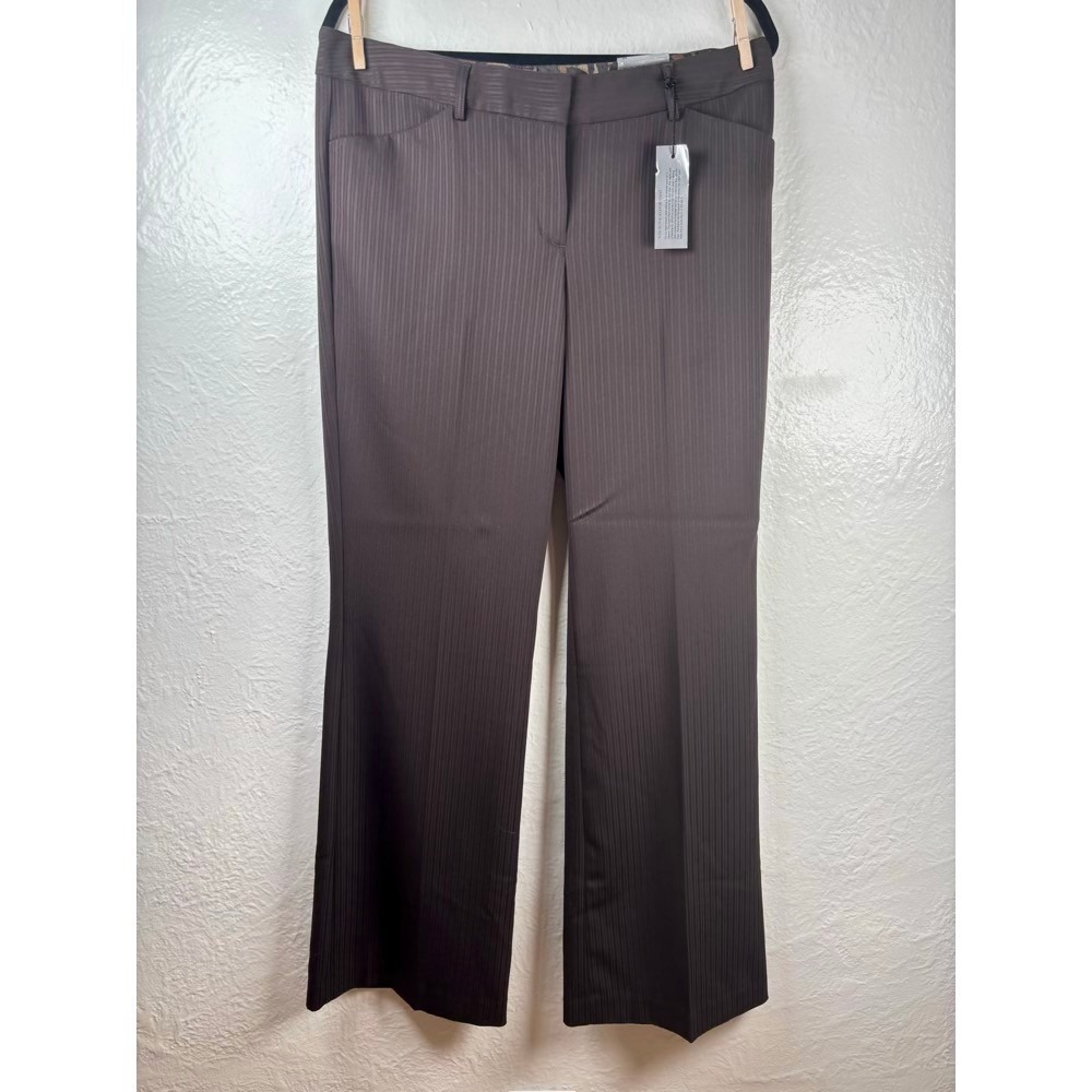NEW Express Editor Dress Pants Brown 10 Pinstripe Wide Leg Dark Academia Office